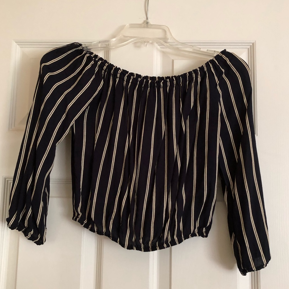 Gold and Black Off the Shoulder Top